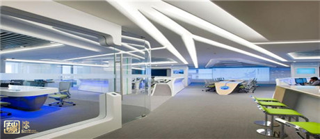 色彩鮮明的辦公室裝修視覺效果，報告我們也要這樣的裝修效果