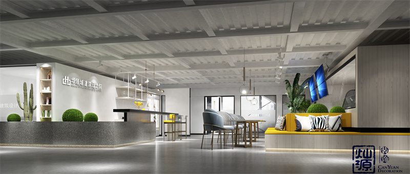 超值設(shè)計費！又美又颯的南寧辦公室裝修前廳效果圖案例鑒賞（一）
