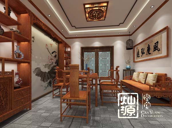 四合院別墅設(shè)計茶室實景圖