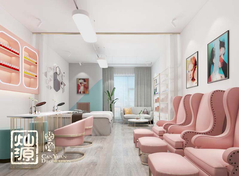 “揣摩顧客心理，小平米爆款專屬設(shè)計”——航洋城南寧美甲店設(shè)計裝修案例-燦源裝飾